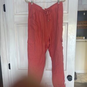 Nicole Miller Red Cargo Pants Relaxed Fit